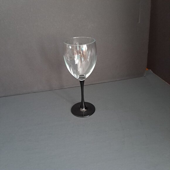 Cristal d'Arques Astra Goblet Black Stem Swirl Optic Clear Bowl Vintage France - Picture 10 of 13
